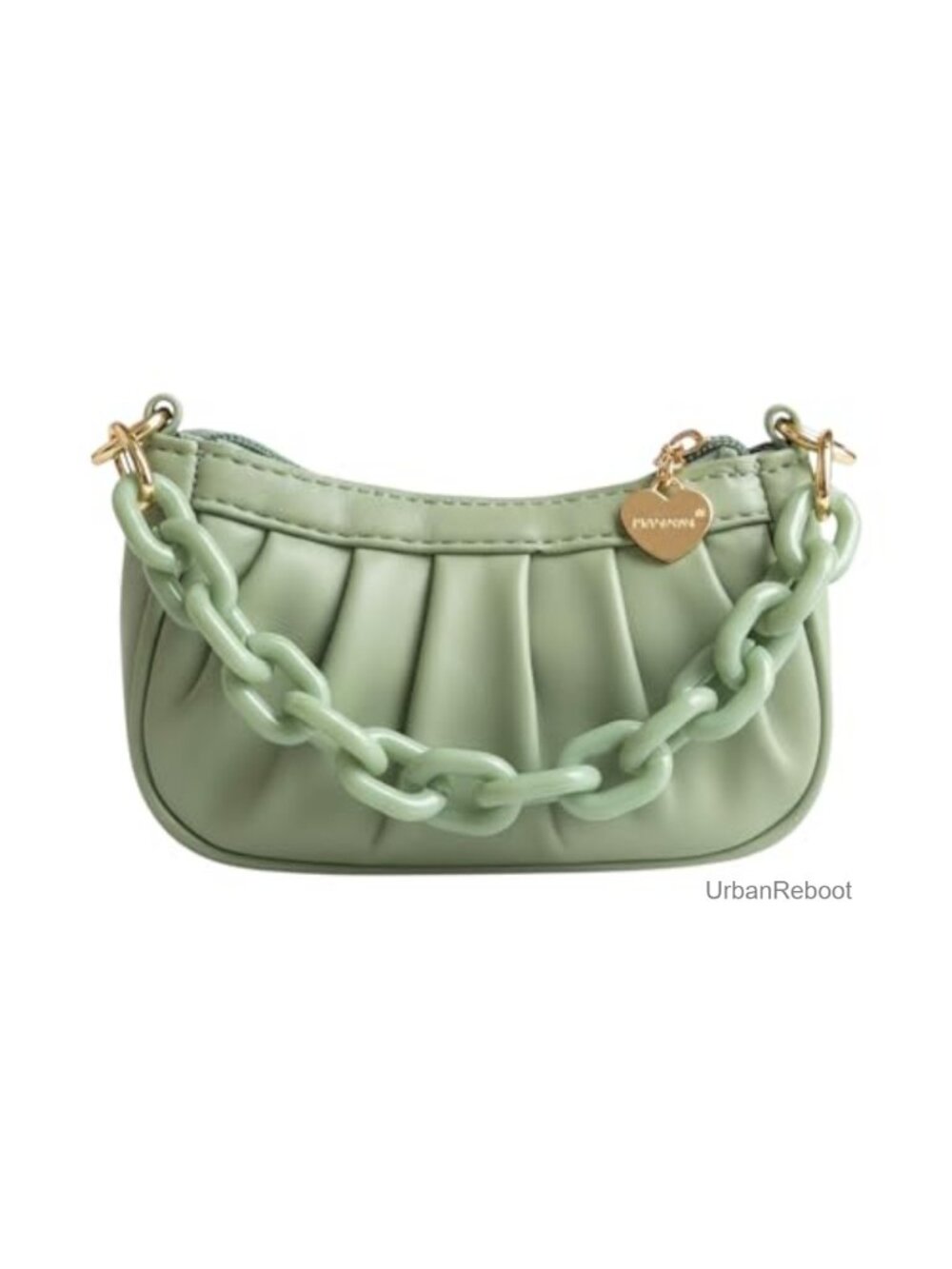 Mini Crossbody Bag with Gold Chain Detail, Small Vegan Leather Pouch
